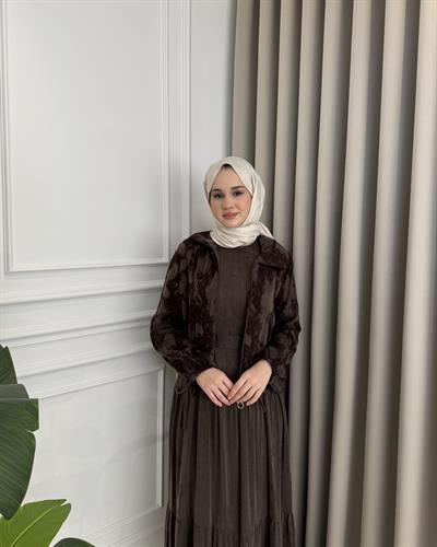 Desenli Jile Cupra Takım Kahverengi