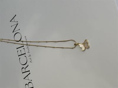 Dorika Zincirli-Çelik Kaplama Paslanmaz Kelebek Kolye Gold