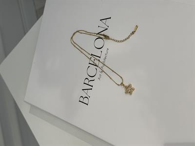 Dorika Zincirli-Çelik Kaplama Paslanmaz Yıldız Kolye Gold