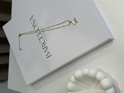 Dorika Zincirli-Çelik Kaplama Paslanmaz Kelebek Kolye Gold