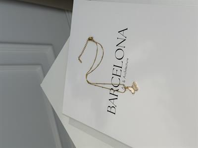 Dorika Zincirli-Çelik Kaplama Paslanmaz Kelebek Kolye Gold