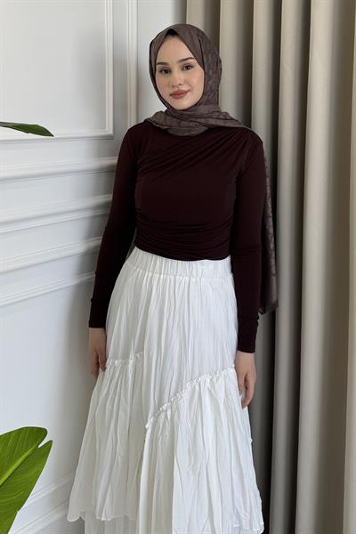 Drape Bluz Kahverengi