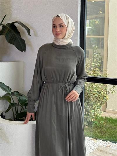 Düz Kesim Elbise Haki