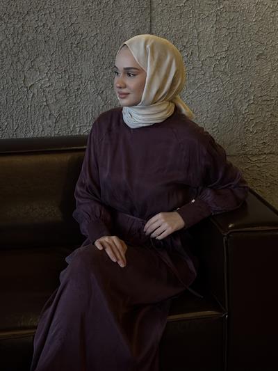 Düz Kesim Elbise Mürdüm