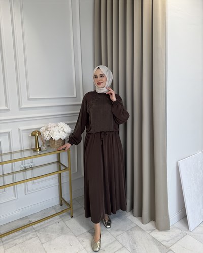 Efsun Etek Takım Kahverengi