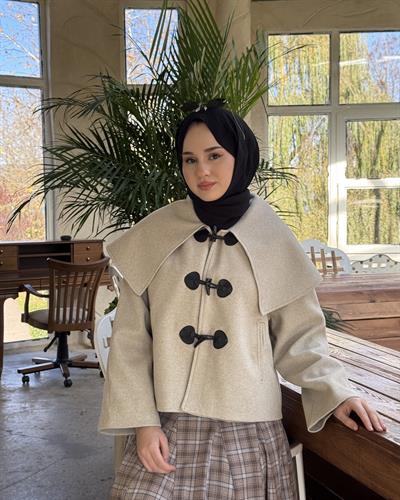 Fil Dişi Düğmeli Kısa Kaban Taş