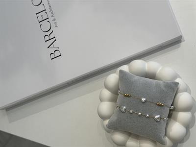 İkili İnci Detaylı Gold Kaplama-Paslanmaz BilekliK Seti Gold