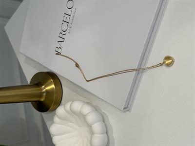 İnci Çerçeveli Kalp Kolye- Gold Kaplama-Paslanmaz Çelik Gold