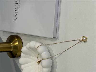 İnci Detaylı  Büyük Kalp-Gold Kaplama Çelik Kolye Gold