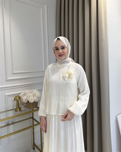 İnci Etek Takım Ekru