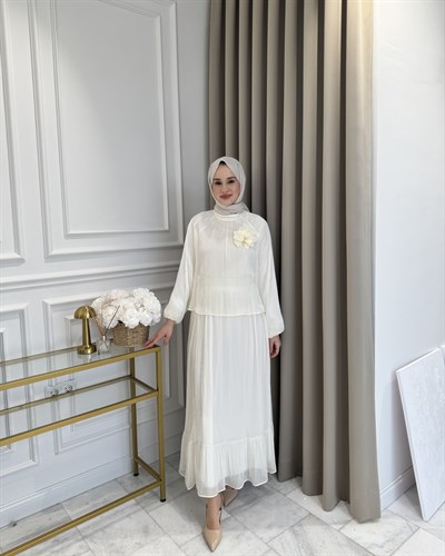 İnci Etek Takım Ekru