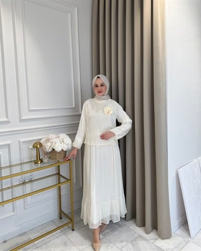 İnci Etek Takım Ekru