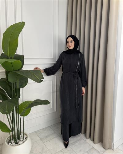 İpek Cupra Pantolon Takım Füme