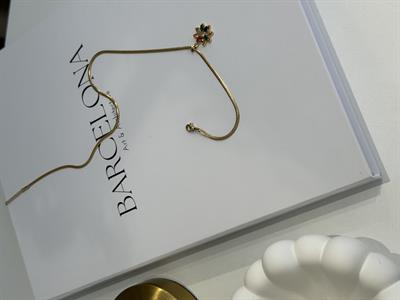 İtalyan Zincir Gold Kaplama Çelik Kolye-Renkli Çiçek Gold