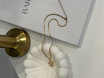 İtalyan Zincir Gold Kaplama Paslanmaz Çelik Kolye-Çiçek Gold