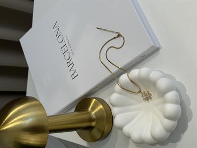 İtalyan Zincir Gold Kaplama Paslanmaz Çelik Kolye-Çiçek Gold