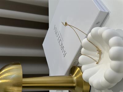 Kelebek Detaylı-Taşlı Gold Kaplama Paslanmaz Kolye Gold