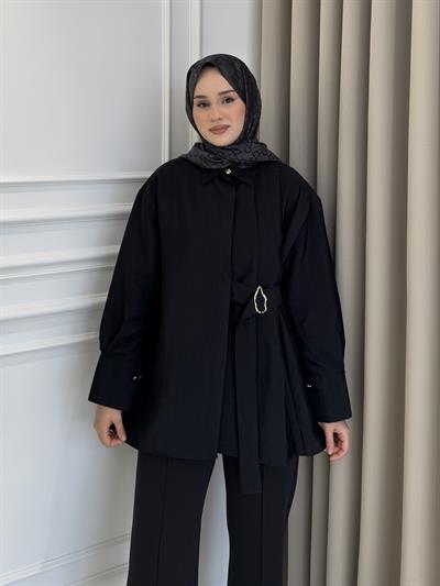 Kemer Detaylı Gömlek Siyah