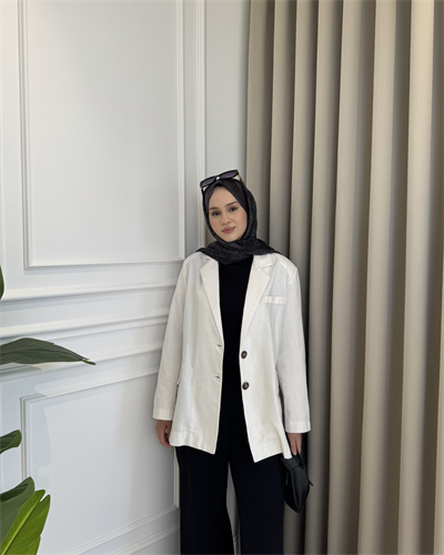 Keten Blazer Ceket Bej