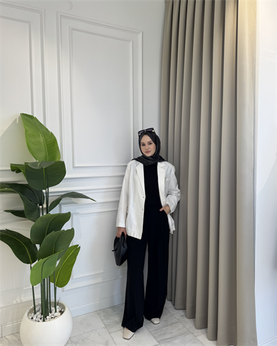 Keten Blazer Ceket Bej