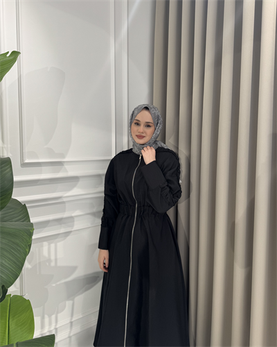 Kol ve Bel Büzgülü Elbise Siyah