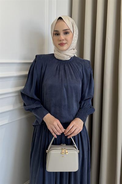 Körüklü Etek Takım İndigo