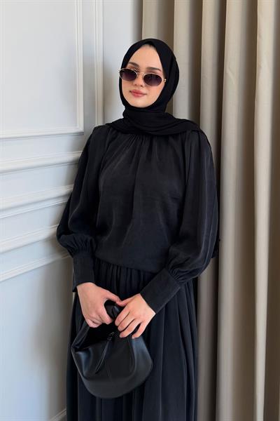 Körüklü Etek Takım Siyah