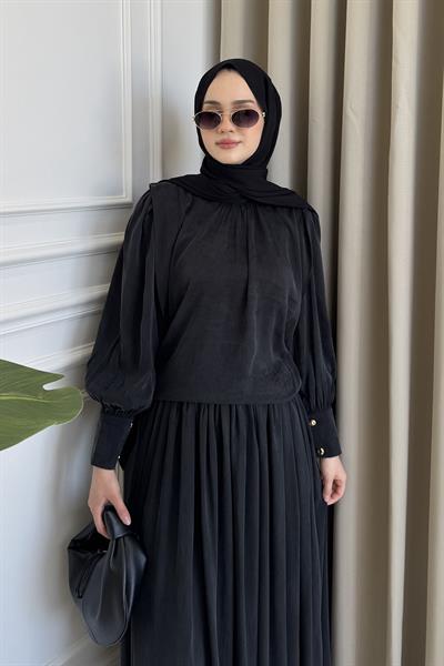 Körüklü Etek Takım Siyah