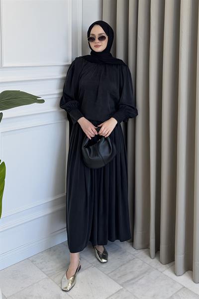 Körüklü Etek Takım Siyah