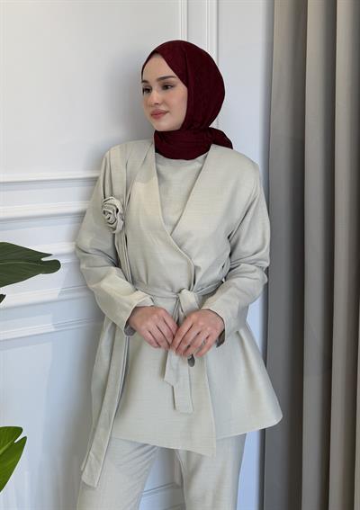 Gül Detaylı Blezar Takım Taş