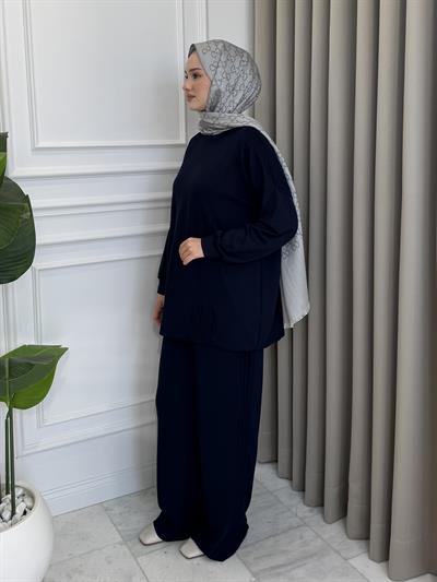 Nervürlü Eşofman Takım Lacivert