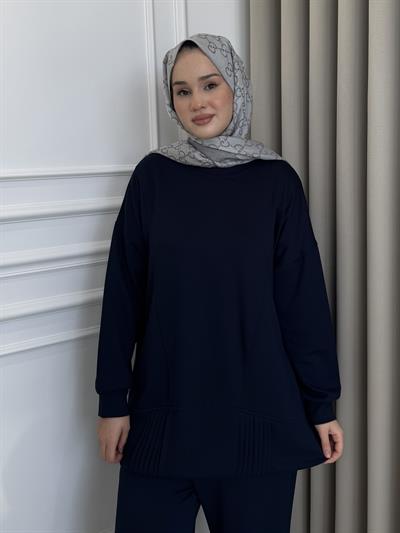 Nervürlü Eşofman Takım Lacivert