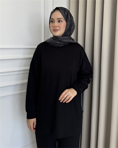 Nervürlü Eşofman Takım Siyah