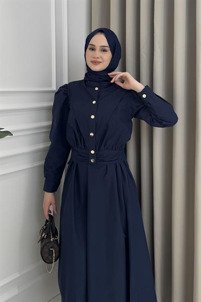 Önden Çıtçıtlı Ceket Elbise Takım Lacivert
