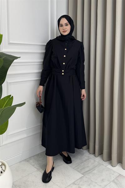 Önden Çıtçıtlı Ceket Elbise Takım Siyah