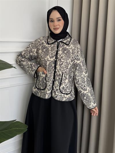 Şal Desenli Ceket Siyah