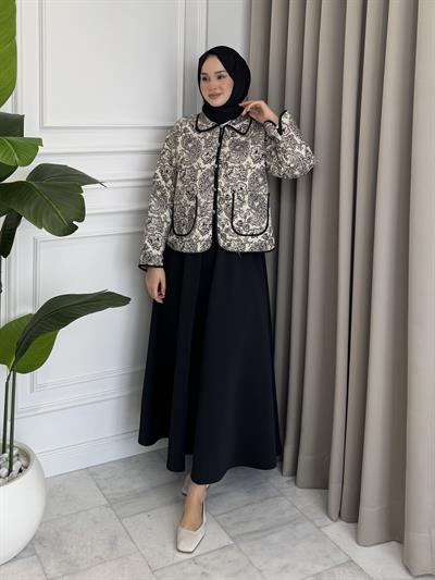 Şal Desenli Ceket Siyah