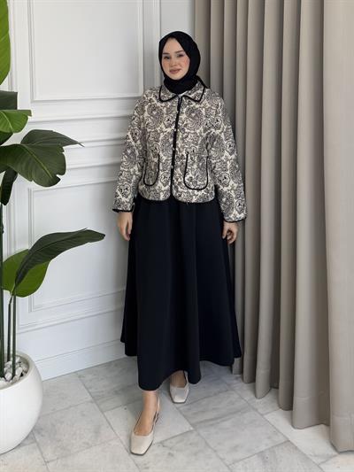Şal Desenli Ceket Siyah