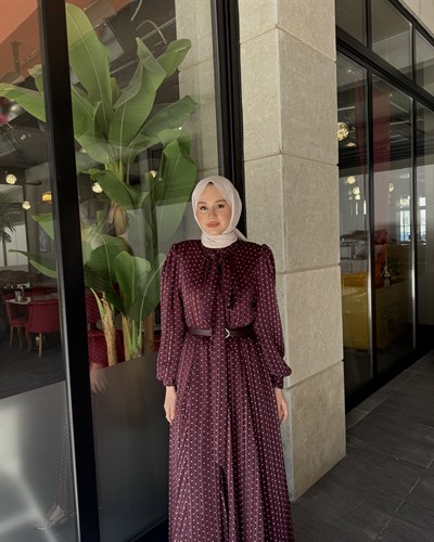 Siena Puantiye Elbise Bordo