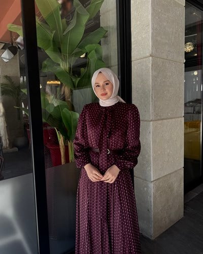 Siena Puantiye Elbise Bordo