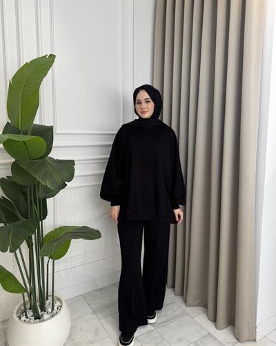 Yarasa Kol Eşofman Takım Siyah