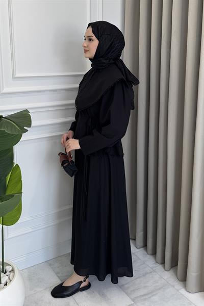 Zincir İşlemeli Bebe Yaka Etek Takım Siyah