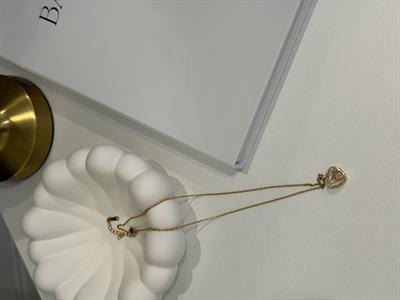 Zirkon Taş Detaylı Gold Paslanmaz Çelik Kolye-Taşlı Kalp Gold