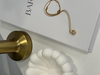 Zirkon Taş Detaylı Gold Paslanmaz Çelik Kolye-Yonca Gold