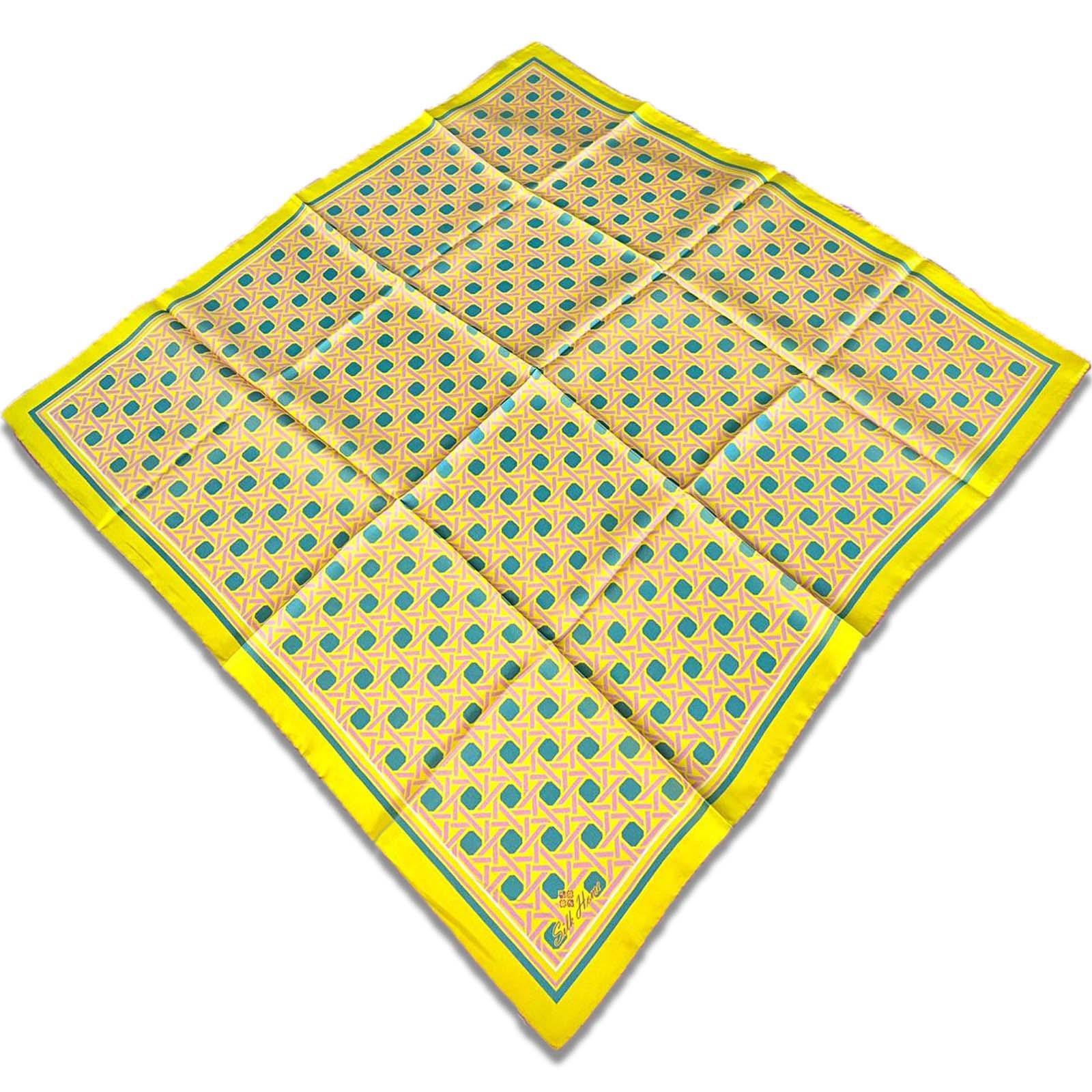 Silk Home Saf Tivil İ0pek Eşarp 11424 125 Sarı Yeşil Geometrik Desen