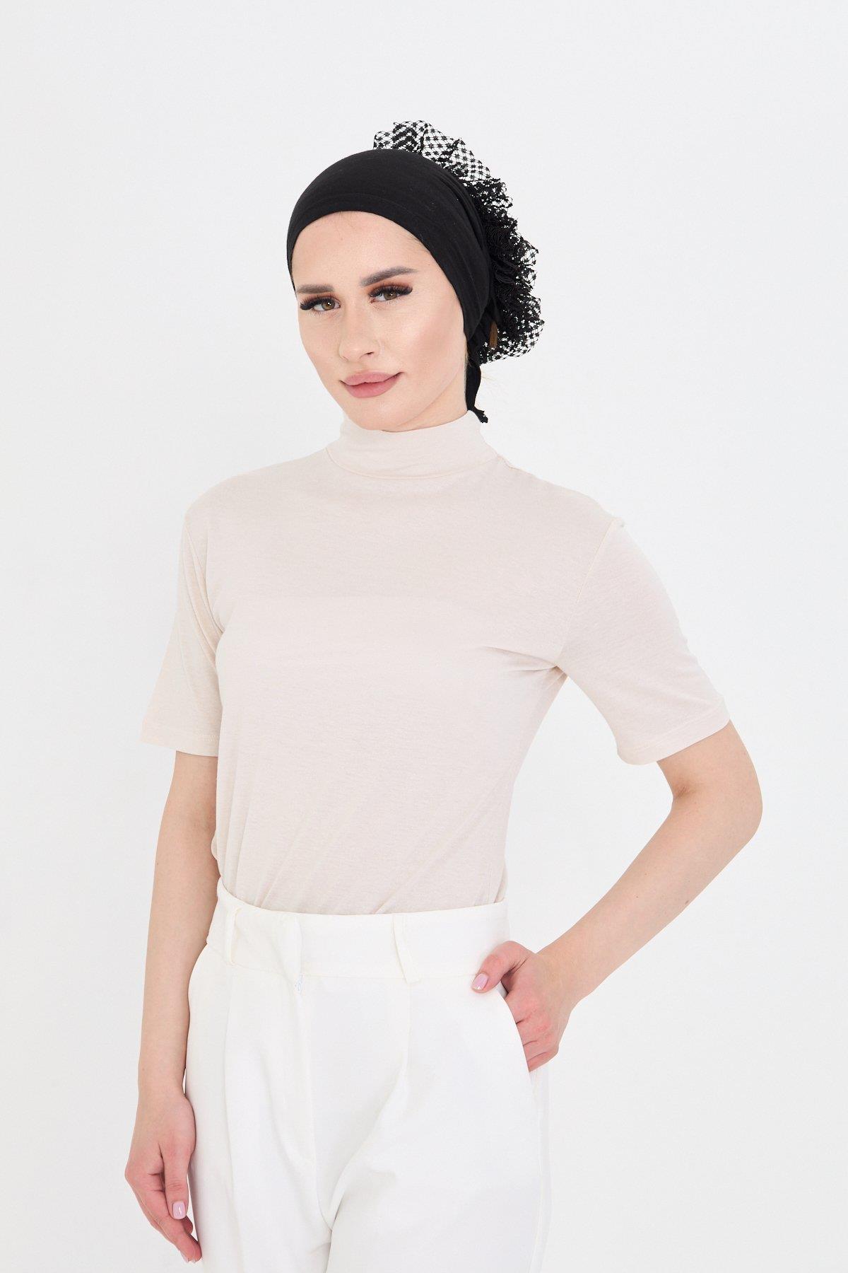 Bej Body Balıkçı Yaka Viskon Yarım Kollu 1028_12