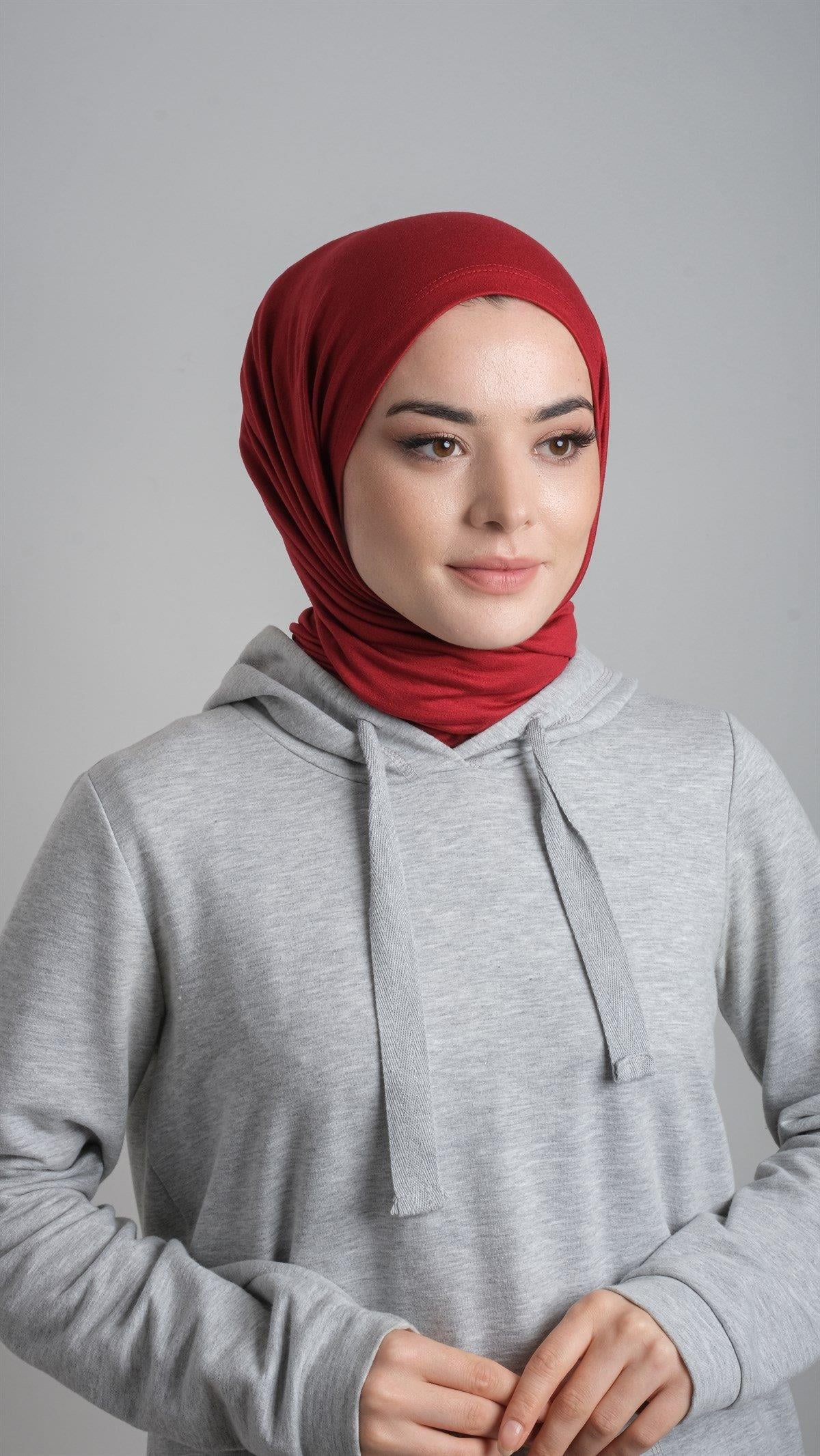 Bordo Pratik Hazır Geçmeli Şal Viskon Kumaş Penye Şal 2108_16