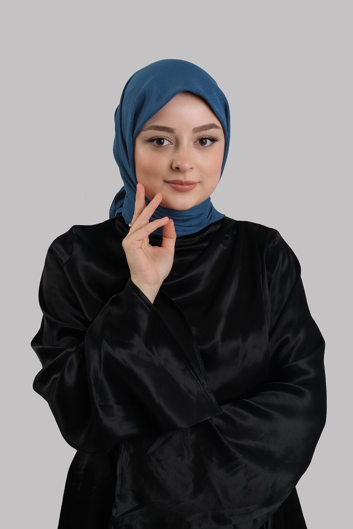 İndigo Mavi Düz Klasik Eşarp İtalyan Dikişli Pamuk Caz Sade 202210_34
