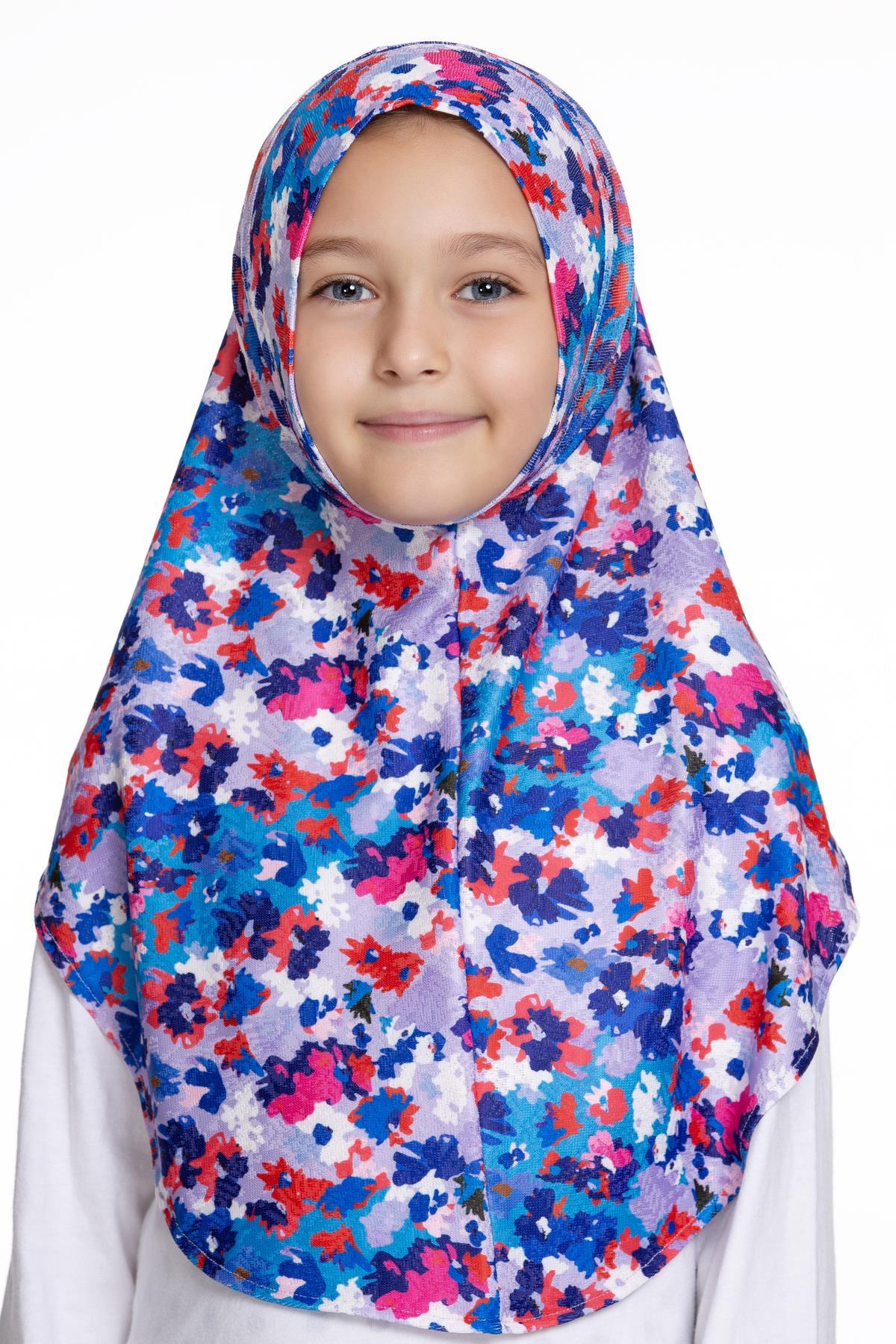 İndigo Pratik Hazır Geçmeli Genç Tesettür Bone Jakar Desenli Hijab 2408_24