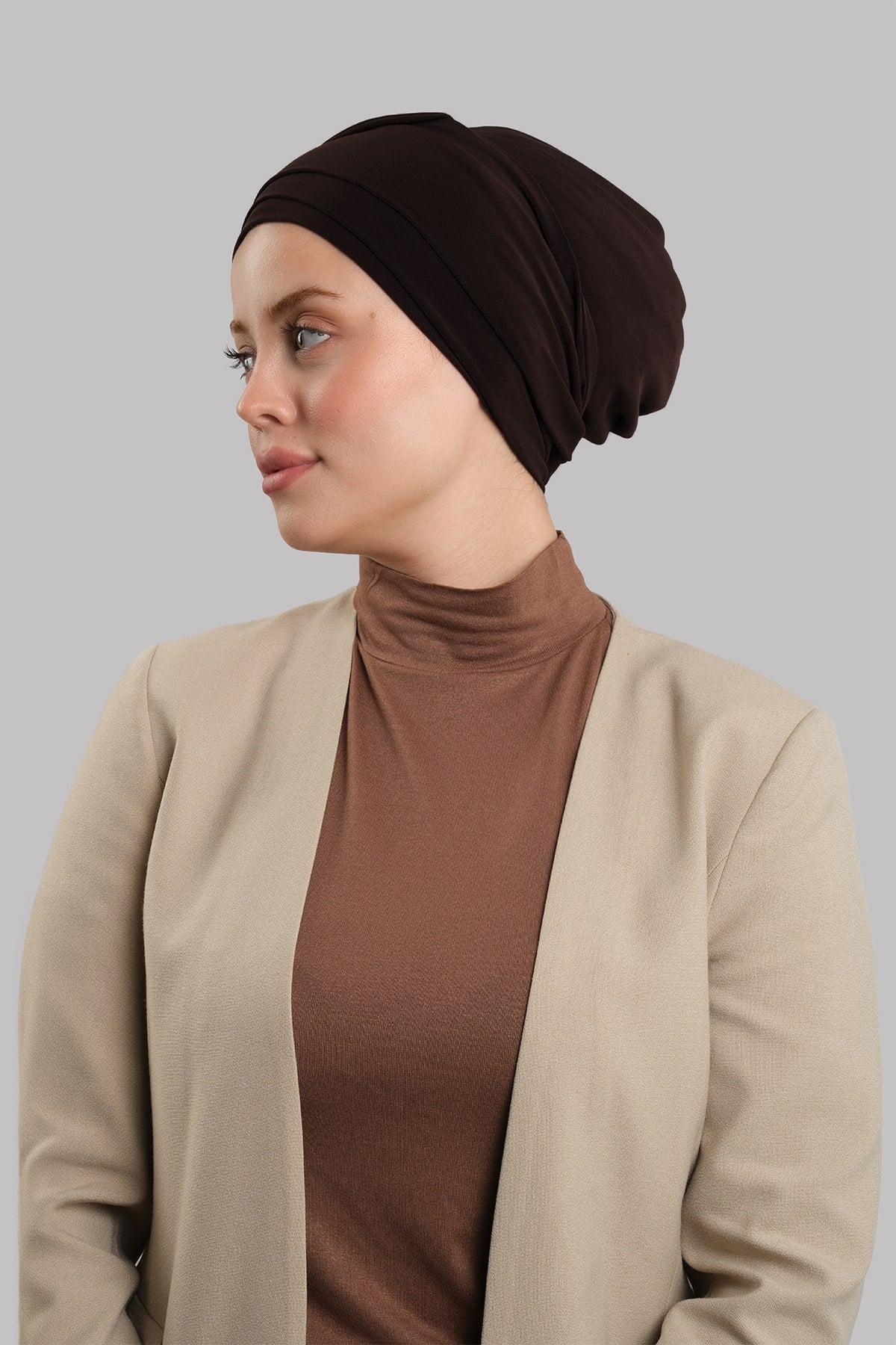 Kahve Versa Kuyruklu Pratik Tesettür Bone Sandy Büzgülü 2515_14